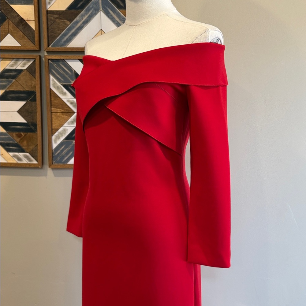 Ralph Lauren Collection Red Cross Front Off-the-Shoulder Cocktail Dress size 4 - Picture 5 of 13